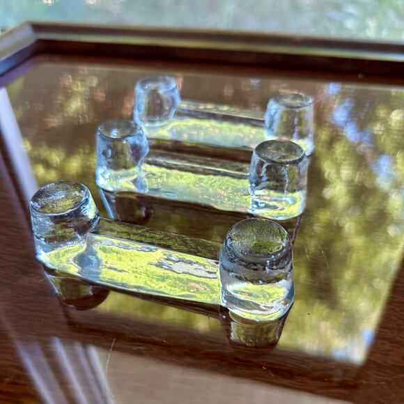 Vintage Clear Glass Knife Rest Set of 3 - Picture 4 of 11